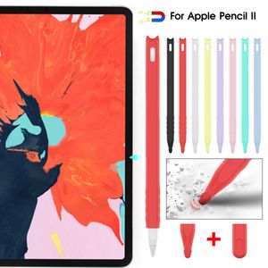 Étui à crayons Apple en Silicone coloré, pochette de protection en TPU, couvercle de support de capuchon pour tablette PC de 2e génération, accessoires