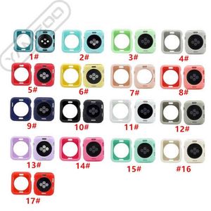 Funda colorida para reloj serie 1, 2, 3, 4, 5, funda de silicona TPU suave para iwatch de 38mm, 40mm, 42mm y 44mm, funda protectora con marco protector de pantalla