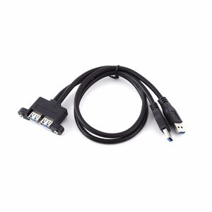 Livraison gratuite Combo double câble d'extension USB 3.0 mâle à femelle avec trous de montage sur panneau de prise à vis