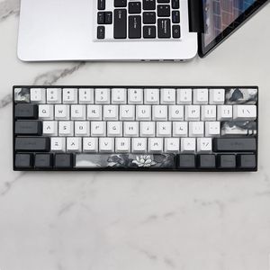 Combos 124 Keys/set OEM Profile Ink Lotus Keycap PBT Dye Sublimation Key Caps 6.25U For Mechanical Keyboard DIY 61 AR21 22 Dropshipping