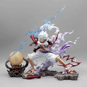 Comics Heroes 28cm Anime One Piece Figure Sun God Gear Gear 5 Nika Luffy Action Figure GK Thunderbolt Monkey D Luffy Model PVC Collectible Toy Gift 240413
