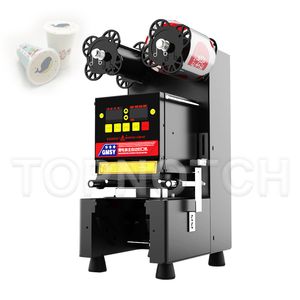 Máquina de sellado de plástico para bebidas de cocina automática comercial, sellador de tazas, equipo para hacer sellos de té de la leche
