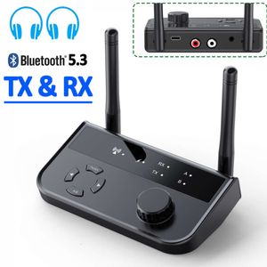 Transmetteur de communication récepteur 2 écouteurs fonctionnant ensemble, Bluetooth V5.3, prise AUX 3.5mm RCA, adaptateur Audio et musique sans fil