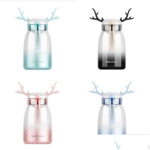 Tasses de voyage de banlieue Gradient Color Elk Mug Portable Student Couple Big Belly Cups Ins Creative Deers Thermos Cup Christmas Gift D Dhe3B