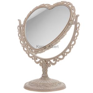 Miroirs compacts Miroir de maquillage en forme de coeur Miroir de courtoisie Bureau vintage Miroir sur pied Miroir rotatif de bureau Miroir cosmétique double face x0803