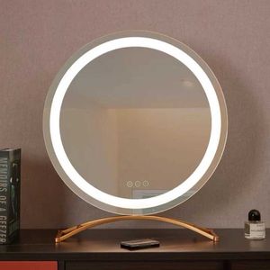 Miroir de miroirs compacts avec lumière du maquillage d'éclairage LED utilisé pour décorer la table de chambre à coucher le meilleur cadeau pour les femmes Q240509