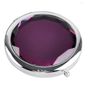 Miroirs compacts ronds de voyage en cristal pliables, Double face, Mini poche en métal, cosmétique avec une loupe pour femmes Pur