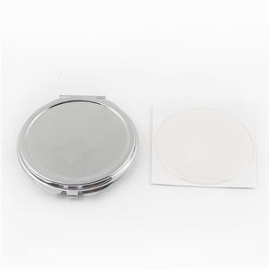 Miroirs Compacts Mince Blanc Personnalisé Miroir favorise Rond Métal Argent Maquillage Cadeau Promotionnel 230520