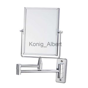 Espejos compactos Espejo de pared giratorio de dos caras con brazo extensible de aumento normal y 2x Acabado en cromo transparente x0803