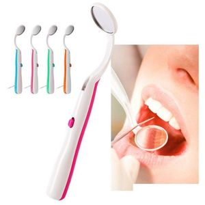 Miroirs Compacts En Gros 1 Pc Brillant Durable Miroir De Bouche Dentaire Avec Lumière Led Réutilisable Couleur Aléatoire Oral Health Care Drop Delivery Dhaku