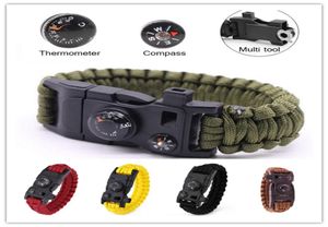 Boussole clé thermomètre 15In1 Bracelet de survie multifonction militaire d'urgence Camping sauvetage EDC Bracelet évasion tactique W7237237