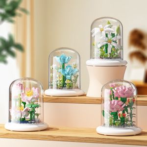 Compatible con bloques de construcción LEGO, ramo de flores, decoración de flores eternas, rompecabezas ensamblado, juguetes de partículas pequeñas para niñas, regalo del Día de San Valentín