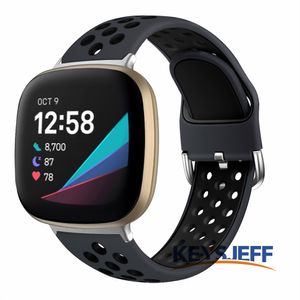 Compatible avec les bracelets Fitbit Sense et Versa 3 bandes femmes hommes, bracelet de rechange respirant et imperméable.