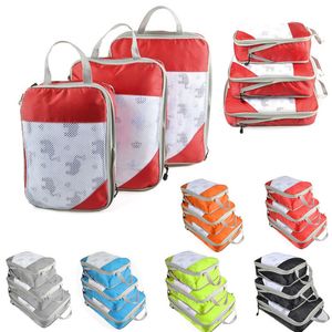 Ensemble de sac de rangement compressible Cube d'emballage de compression en trois pièces Organisateur de bagages de voyage Organisateur de sac de voyage pliable 220521