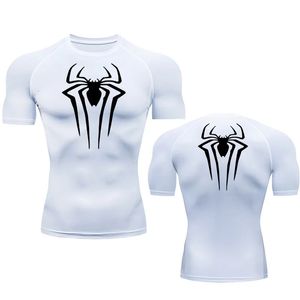 Chemise de compression T-shirt d'été pour hommes blanc à manches courtes respirant séchage rapide haut de fitness sport chemise de compression à manches longues 240106