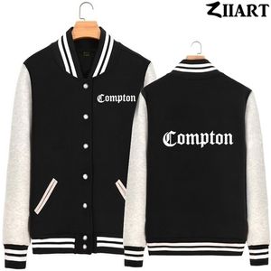 Compton Gothic police Hip Hop Rap Couple Vêtements Homme Garçons Full Zip Automne Hiver Polaire Baseball vestes ZIIART 201218