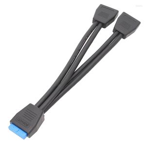 Câbles d'ordinateur 1PC carte mère USB 3.0 19PIN en-tête 1 à 2 câble répartiteur d'extension 20cm interne noir