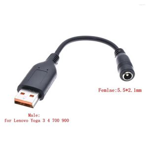 Câbles d'ordinateur 5,5 x 2,1 mm Adaptateur d'alimentation CC Convertisseur Câble de prise femelle vers USB Connecteur mâle Cordon pour ordinateur portable Lenovo Yoga 3 4 700 900