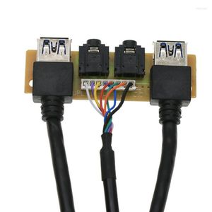 Cables de computadora Panel de carcasa frontal de 60 cm Usb3.0 H D Puerto de conector de audio de alta definición Placa de E / S Cable interno Hub de línea Tarjeta de red cableada