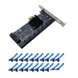 Câbles d'ordinateur Connecteurs S Pci pour Express X1 2.0 Interface Noir Pcie Sata 20 Ports Carte Forchia Mining avec auto-identifié No Nee Otmmn