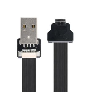 Câbles d'ordinateur connecteurs Xiwai vers le bas coudé type-a USB 2.0 mâle à Micro 5Pin données plat câble FPC mince pour disque FPV téléphoneordinateur