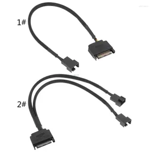 Câbles d'ordinateur SATA 15 broches à 1/2, Interface de ventilateur de refroidissement, 3 broches/4, carte mère d'ordinateur portable, adaptateur de câble d'extension CPU