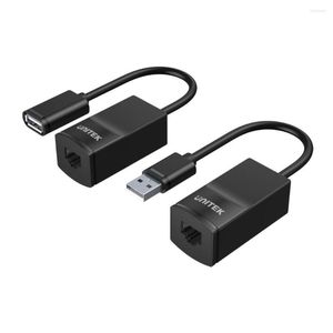 Câbles d'ordinateur UNITEK 2pcs USB vers RJ45 Adaptateur d'extension de câble LAN Extender sur Cat5 Cat5e Cordon de raccordement pour accessoires de mise en réseau Noir