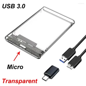 Câbles d'ordinateur USB 3.0 SATA 2,5 pouces Transparent SSD HDD Boîtier de disque dur Boîtier Type-C 3.1 Prise Téléphone portable Micro câble externe