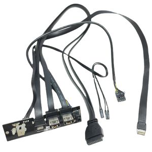 Câble de panneau d'extension de carte mère d'ordinateur Type E 19Pin 9Pin Power SW vers Type-C USB 3.1 3.0 Audio HD Interrupteur marche/arrêt avant Câble d'extension de panneau lumineux