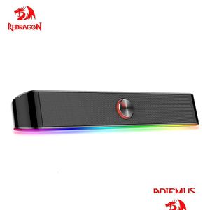 Computer Speakers Redragon Gs560 Adiemus Aux 3.5Mm Stereo Surround Music Smart Rgb Column Sound Bar For Pc Notebook Loudspeakers Drop Dhrzb