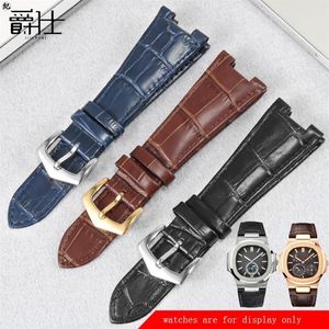 Interface concave bracelet en cuir véritable remplacer PP 5711 5712G mâle et femelle chaîne de montre spéciale vache noir bleu marron Bands284C