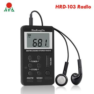 Conectores Hanrongda HRD103 AM FM Radio digital 2 RECEPTOR ESTEREO RADOS PORTABLE MINI PODILLE RADIOS con auriculares 1.5 pulgadas de pantalla LCD