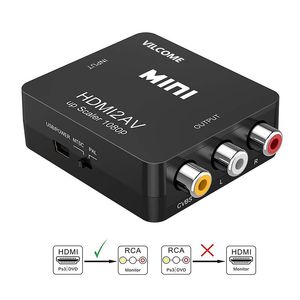 Connecteurs compatibles HDMI vers adaptateur de détartreur AV, boîtier de convertisseur vidéo Composite HD RCA AV/CVSB L/R vidéo 1080P, prise en charge PAL NTSC