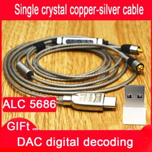 Connecteurs Typec DAC Décodage Adaptateur de puce ALC5686 pour Shure MMCX SE215 SE846 Câble en cuivre monocristallant