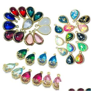 Connecteurs Goutte d'eau en forme de cristal pendentif 18 carats couleur or pendentifs bijoux accessoires pour collier boucle d'oreille bracelet fabrication de bijoux Dhmpz