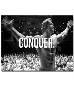 Conquérir Arnold Schwarzenegger musculation citation de motivation Art affiche en soie impression 13x20 24x36 pouces photo murale pour salon 7644490