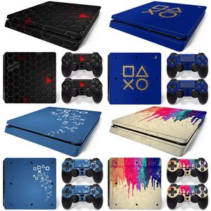 Decoraciones de consola para PS4 Slim y 2 controladores Etiqueta de piel Diseño geométrico Cubierta extraíble Vinilo de PVC 221104