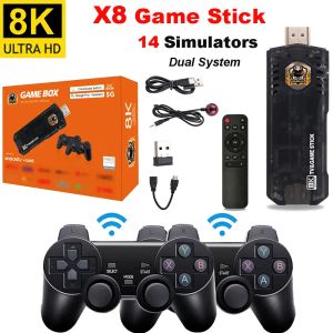 Consoles Game Stick X8 4K HD 3D jeux rétro Console de jeu vidéo 64G 10000 jeux boîte de jeu X8 contrôleur sans fil avec WiFi Android TV Box