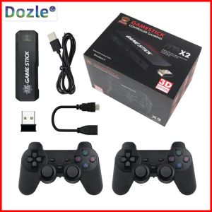 Consolas Nueva consola de videojuegos retro para TV 4K HD Salida Game Stick 2.4G Controladores inalámbricos 3D PSP/PS1 40 simuladores 40000 juegos