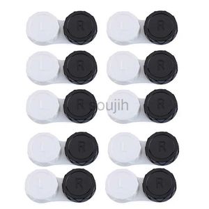 Accessoires de lentilles de contact 10pc Mini Contact Lens Case For Eyes Travel Kit Hotder Glass Cosmetic Contact Box Boîte Contasseur Travel Cysetaires Black D240426