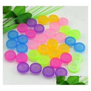 Accessoires pour lentilles de contact Couleurs claires 100pcs / lot Colorf Case Contacts Lentilles Boîte Lunettes Couleur Doublebox Lunettes Drop Livraison Healt DHF1T