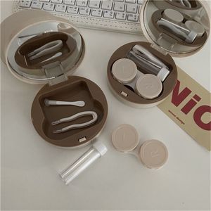 Caja de almacenamiento de lentes de contacto con espejo portátil de viaje de contacto estuche maquetas