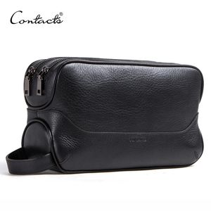 CONTACT'S 100% sac à cosmétiques en cuir véritable pour hommes trousse de toilette sacs de lavage vintage pour hommes sacs de maquillage organisateur de voyage 231229