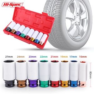 Contactdozen HiSpec - Funda protectora para neumáticos de ruedas de coche, CRMO neumático de 1/2 pulgadas, juego de llaves de tuerca de impacto profundo para pared, juego de herramientas de reparación de automóviles en caja