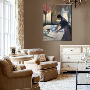 Lienzo contemporáneo, arte de pared, Edgar Degas, mujer, planchado, bailarina de Ballet, pintura al óleo pintada a mano, decoración del hogar