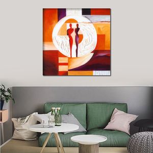 Figura contemporánea Pintura al óleo abstracta sobre lienzo Círculo de amor I Arte vibrante para la decoración del hogar