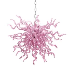 Lámpara colgante contemporánea Lámparas de cristal Iluminación Lámpara de cristal rosa soplado hecha a mano para sala de estar Dormitorio Decoración del hogar