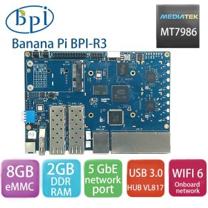 CONTRÔLE BANANA PI BPIR3 MediaTek MT7986 Quad Core Processeur Motorard 2G DDR4 RAM 8G EMMC Flash Electronic Control Board Smart Router