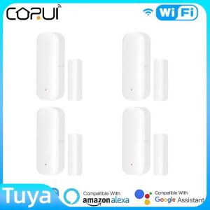 Contrôle Corui Tuya WiFi Porte de porte magnétique Détecteur de porte de porte Smart Home Security Protection Alarmes Système Système Alexa Google Home