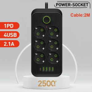 Contrôler la bande d'alimentation de la fiche EU avec des ports USB Type C de rallonge pour la surtension à domicile Protecteur Smart Network Phone Fast Charger